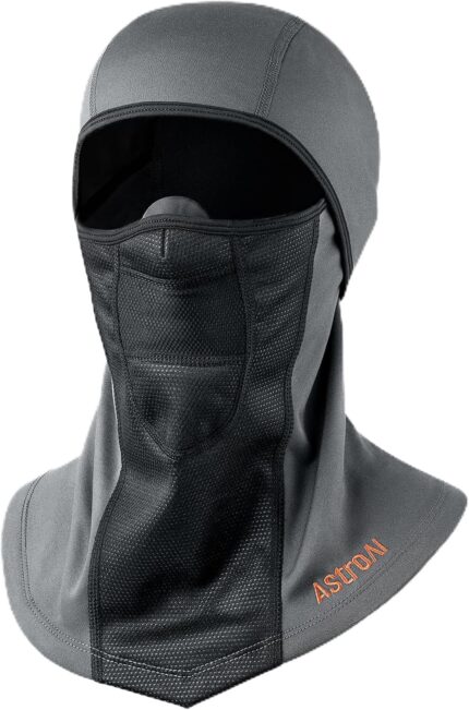 Gray AstroAI Windproof Ski Mask Balaclava, designed for winter sports and cold weather protection.