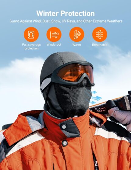 Gray AstroAI Windproof Ski Mask Balaclava, designed for winter sports and cold weather protection.