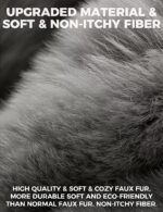 Close-up of black faux fur ear muffs, soft and fluffy, designed for winter warmth and comfort.