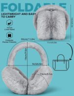 Close-up of black faux fur ear muffs, soft and fluffy, designed for winter warmth and comfort.