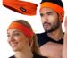 An orange Good Bands thermal fleece ear warmer headband, shown flat, ready for cold weather activities.
