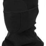 A black Oruliss balaclava ski mask worn by an adult, covering the head and neck, with a focus on its breathable fabric.