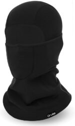 A black Oruliss balaclava ski mask worn by an adult, covering the head and neck, with a focus on its breathable fabric.