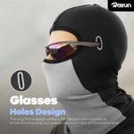 A black ROXUN balaclava face mask, made of ice silk cooling fabric and mesh, designed for sun protection.