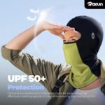 A black ROXUN balaclava face mask, made of ice silk cooling fabric and mesh, designed for sun protection.