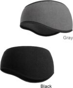 Two SAVITA thermal fleece ear warmer headbands, one black and one grey, displayed on a neutral background.