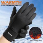 Pair of black Sireck men's water-resistant winter gloves with touchscreen fingertips and reflective logo.