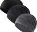 Three WTACTFUL skull caps in black, camo black, and camo gray, folded neatly on a plain background.