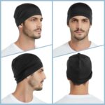 Three WTACTFUL skull caps in black, camo black, and camo gray, folded neatly on a plain background.
